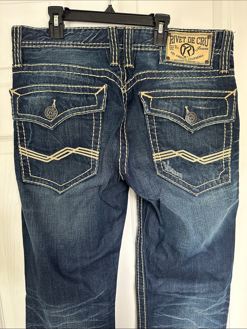 Rivet De Cru Men’s Straight Jeans in Dark Blue Denim